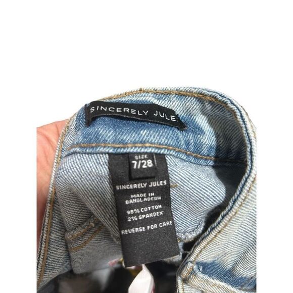 NWT New Sincerely Jules High Rose wide Leg Light Wash Loose Distressed Size 28 - Picture 9 of 11